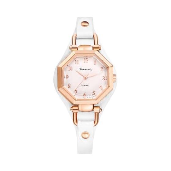 Wrist Watch Women s Octagonal Dial Number Dial Small Dial White Strap Gold Case Stylish Fashion Present Gift Valentine s Day Christmas Anniversary