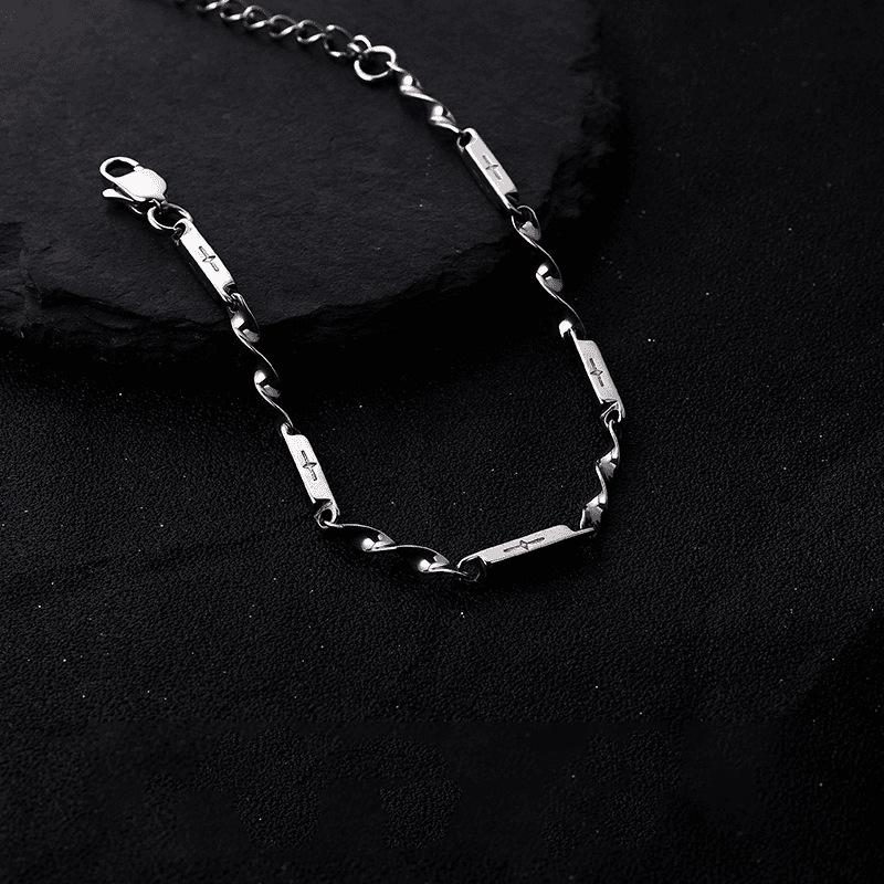 Trendy Men's Titanium Steel Bracelet Cross Mosaic Star Ray Twist Splicing Drop Chain Fashion Accessory Non-fading Bamboo Node