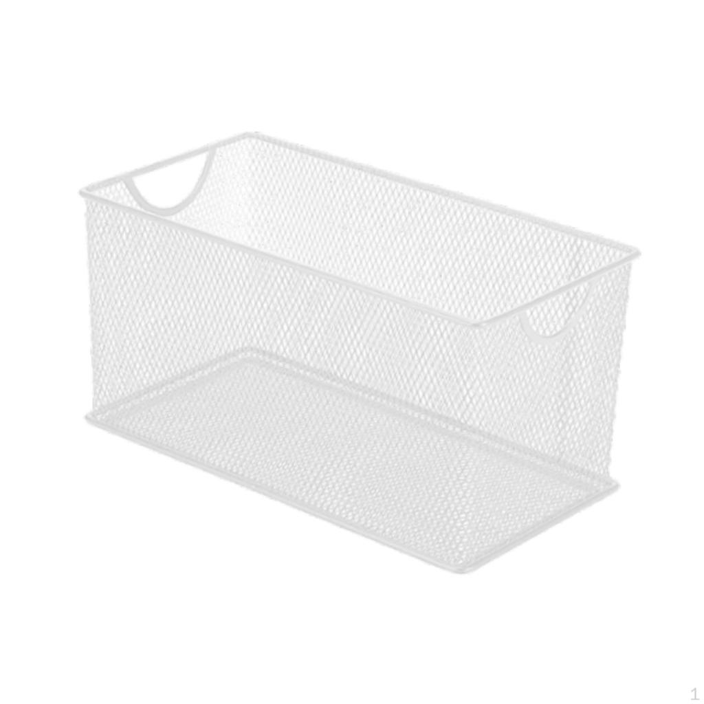 CD Storage Box Countertop Basket Rectangle Metal Mesh Open Bin for Bedroom