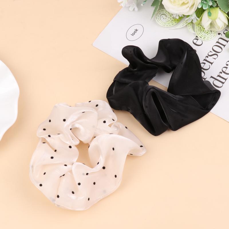 Women Oversized Scrunchies  Dot Point Mesh Hair Rope Large Fabric Elastic Hair Band Ponytail Holder Headwear