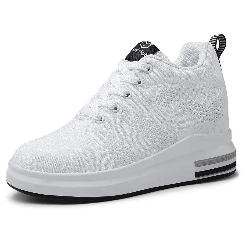 

Повседневная женская обувь на увеличенном каблуке, удобные дышащие кроссовки на танкетке, модные кроссовки для бега на шнуровке Tênis Branco 34