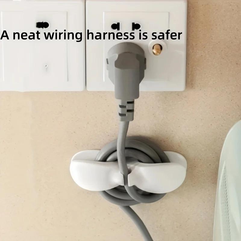 2pcs Household Kitchen Storage Wire Winder Traceless Plug Fixed Power Cord Organizer Cable Management Home Storage Tools