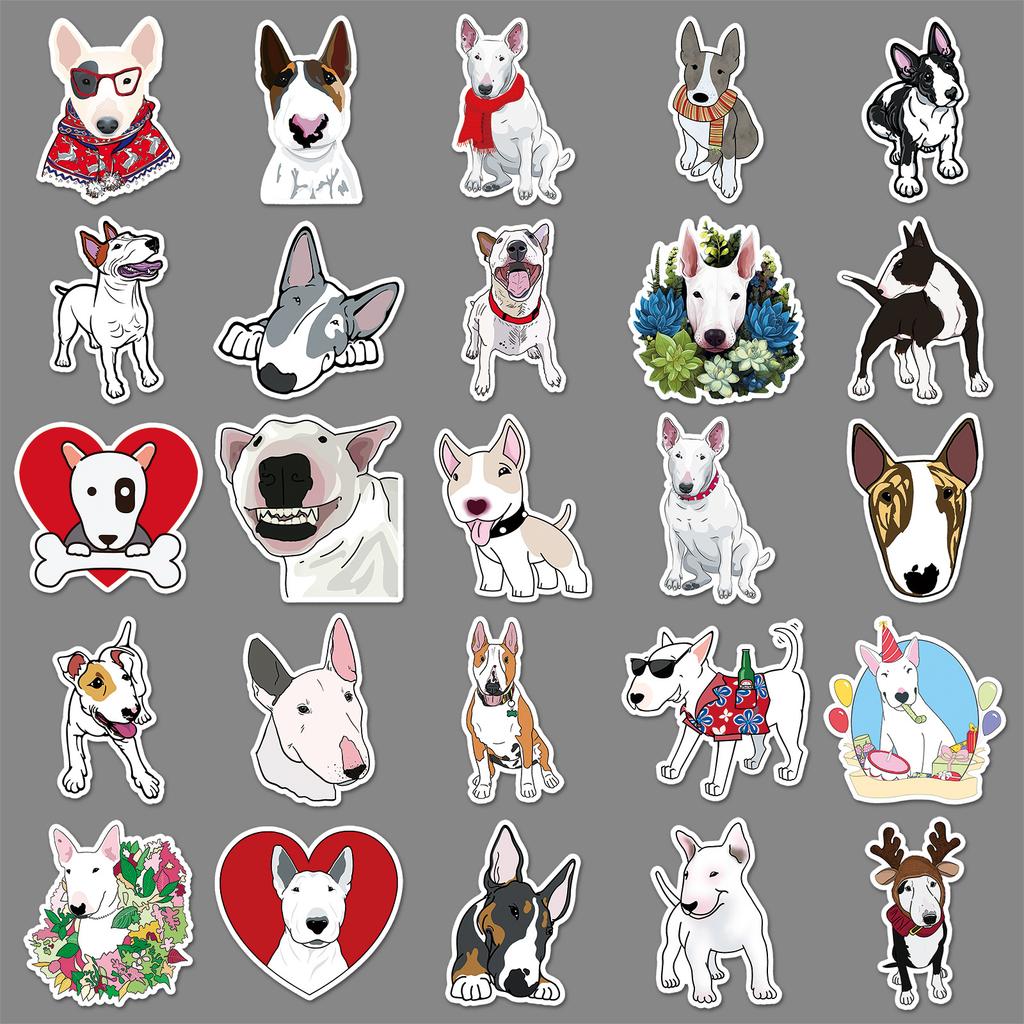 50 Cow Terrier Doodle Stickers Personalized Cartoon Cute Dog Decoration Mobile Phone Suitcase Water Cup Stickers