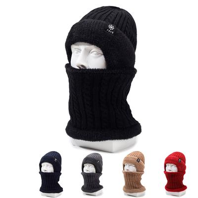 Two-Piece Wool Hat Men's Winter Coldproof Fleece Knitted Hat Riding Windproof Warm Hat Scarf Suit