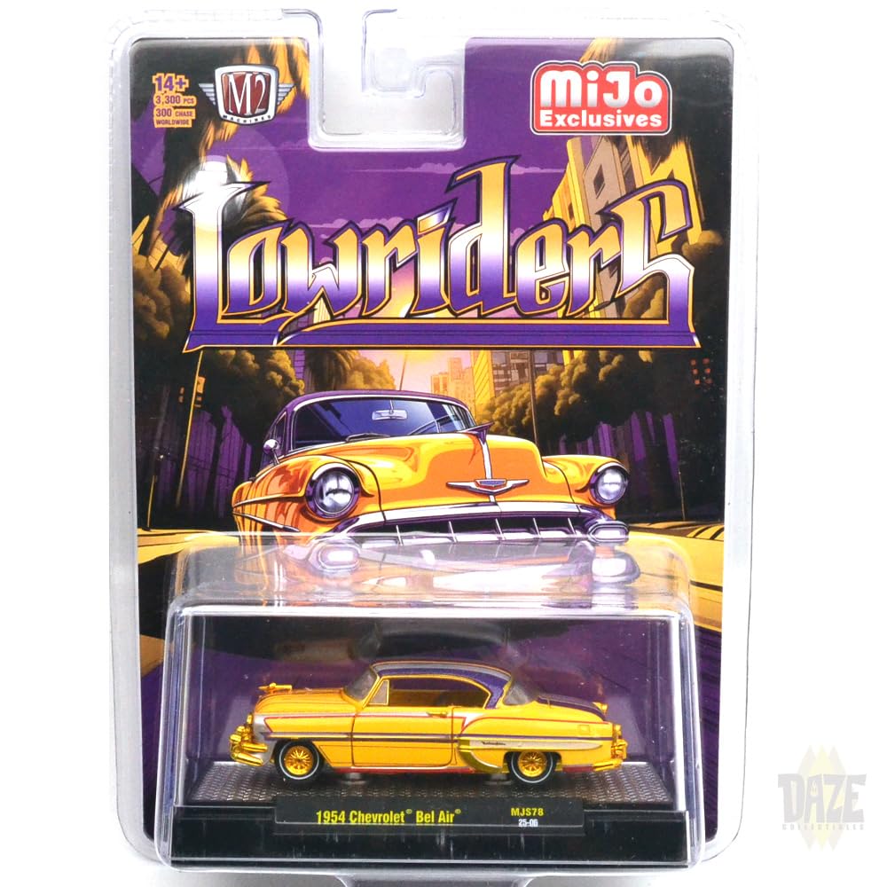 M2 MACHINES MiJo EXCLUSIVE 1954 CHEVROLET BEL AIR LOW RIDERS 1/64 - - (ПРЕСЛЕДУЙТЕ МАШИНУ) золотой