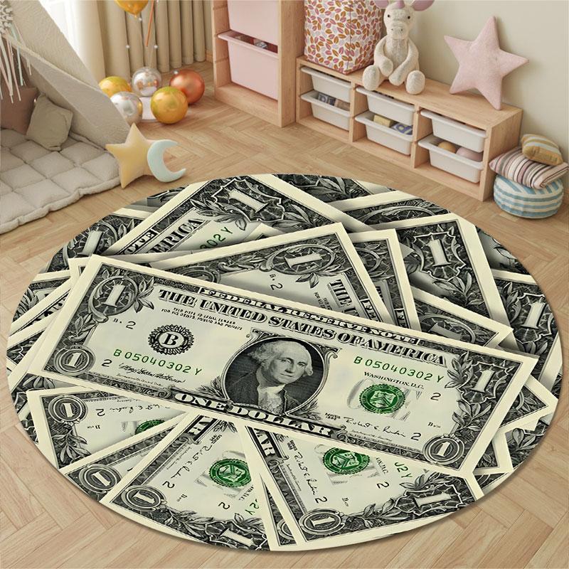 Chic Round Skull Multicolor Accent Rug, Non-Slip Floor Mat for Laundry Room