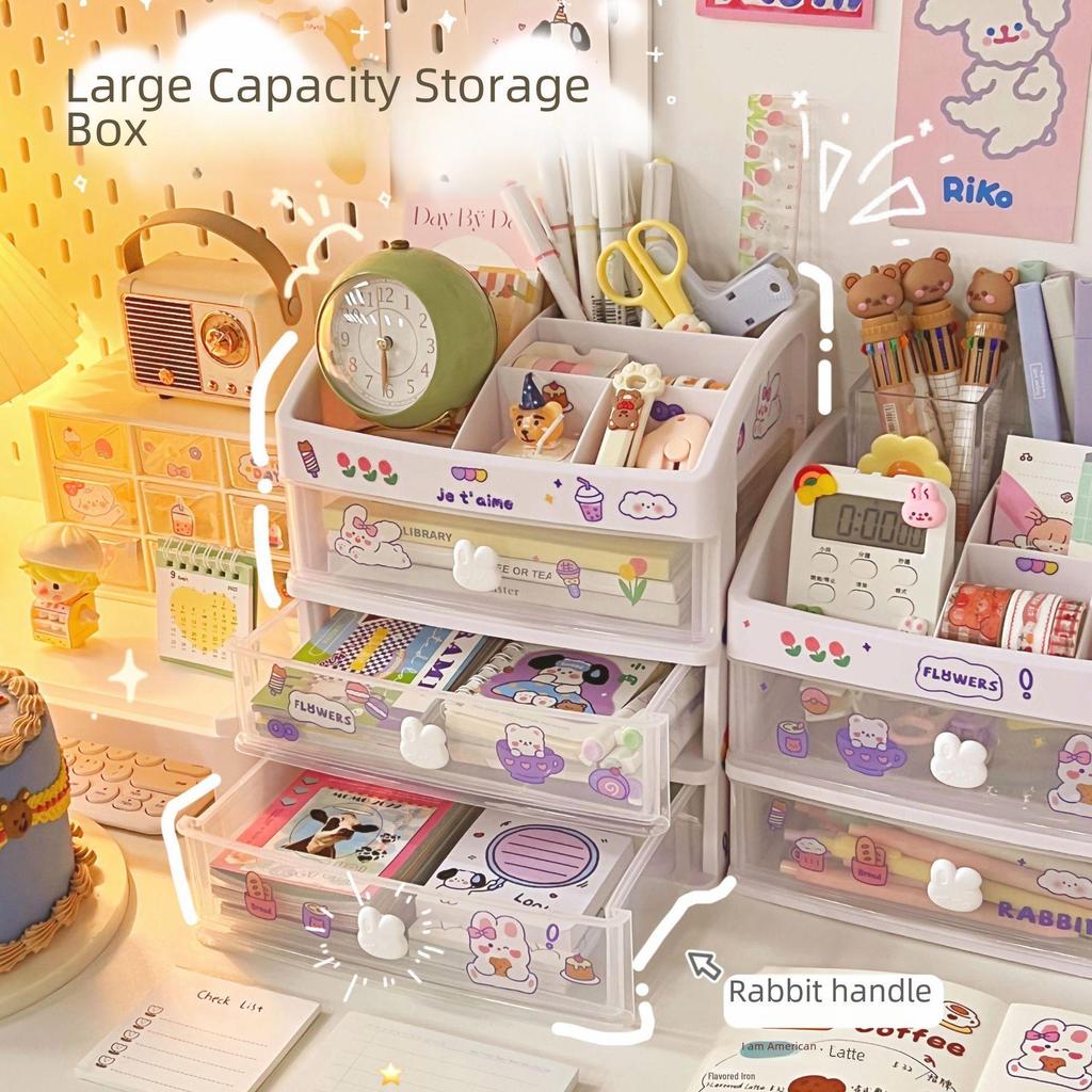 Girly Heart Plastic Desktop Drawer: Dustproof Storage for Stationery & Cosmetics