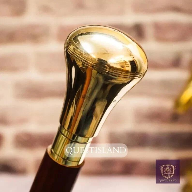 

Handle Brass Wooden Victorian Foldable Cane Collectible Men s Gift золотой