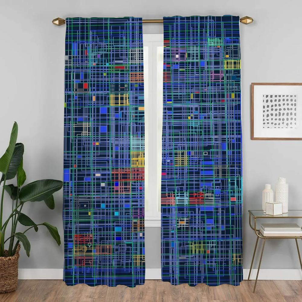 Set Of 2 Elegant Painted Design Room Curtains Camera Window Curtain Home Interior Shades Tulle Bedroom Living For Sleeping Area Made Polyester