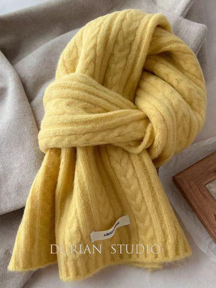 Wool Blended Knitted Scarf Women'S Winter Korean Version Soft Waxy Fashion Versatile Warm Student Couple Autumn And Winter Men