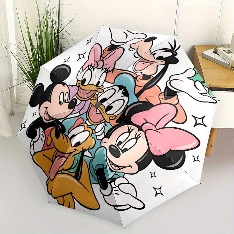 1pc Mickey Mouse Automatic Folding Umbrella: Compact 8-rib Design Outdoor, Casual Accessory, Durable Canopy