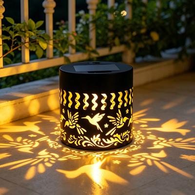 Solar Wall Light Hummingbird Butterfly Projection Lantern Waterproof Outdoor Garden Fence Lamp