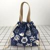 Japanese Cute Bento Bag Tote Handheld Canvas Lunch Bags Cartoon Anime Drawstring Bag Portable Foldable Holds Two Lunch Boxes