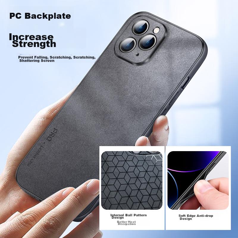IPhone 11 Pro Max Case, Shockproof Camera Protection, Full Coverage Soft, Luxury Silicone Outer Casen, Black Leather Cover