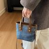 Small Square Crossbody Bag For Women Trendy Versatile Bucket Handheld Bag Color Blocked Shoulder Bag