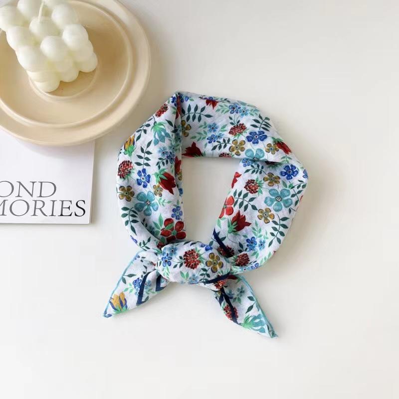 Fashion Bandana Cotton Head Scarf For Women Small Hijab Floral Print Handkerchief Hair Scarfs 55cm Square Headbands Neck Scarves