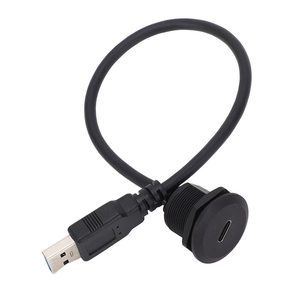 30cm Type C To USB Female To Male Flush Mount Cable 13 16in Thread with Dust Cover for Vehicles Boats 5 20V 1 3A