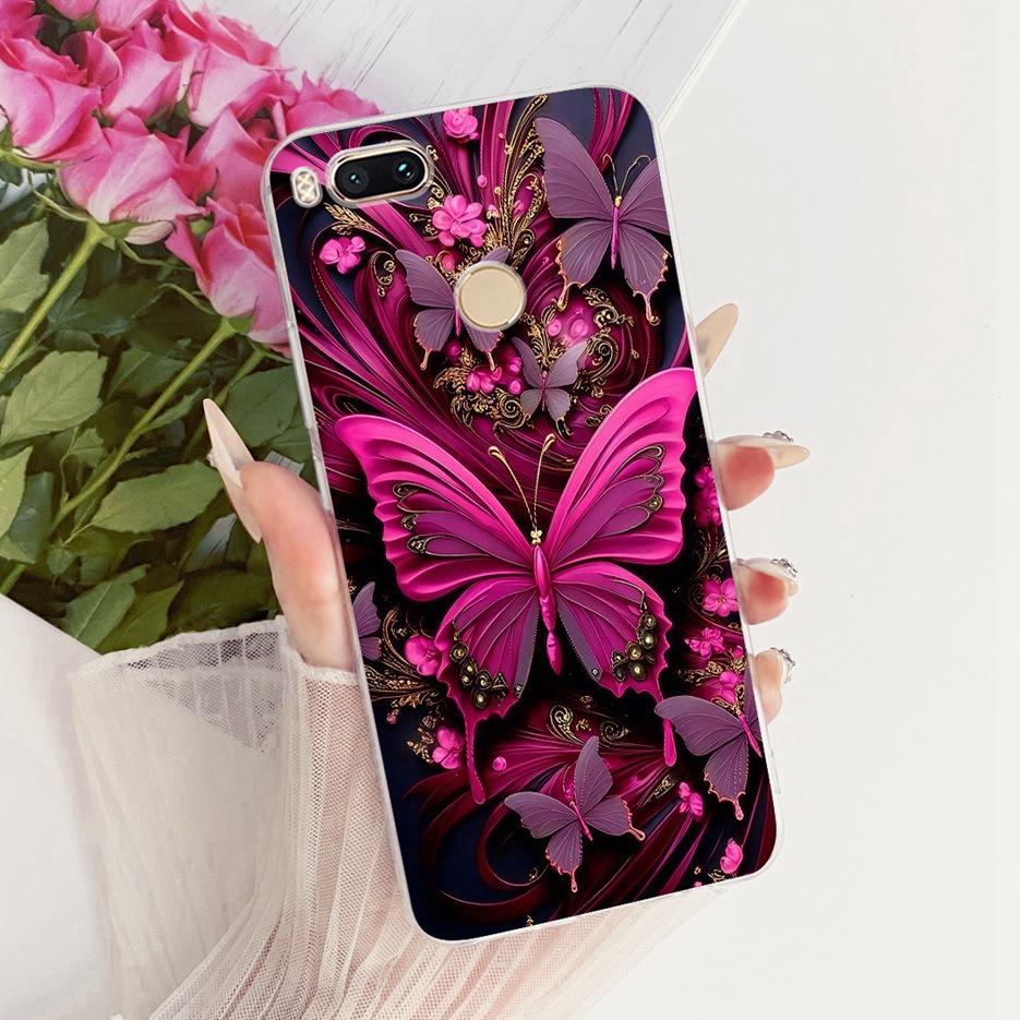 For Xiaomi Mi A1 Case Mi5X Luxury Flowers Butterfly Painted Cover Soft Silicone Phone Case For Xiaomi Mi 5X MiA1 Back Cover Bags