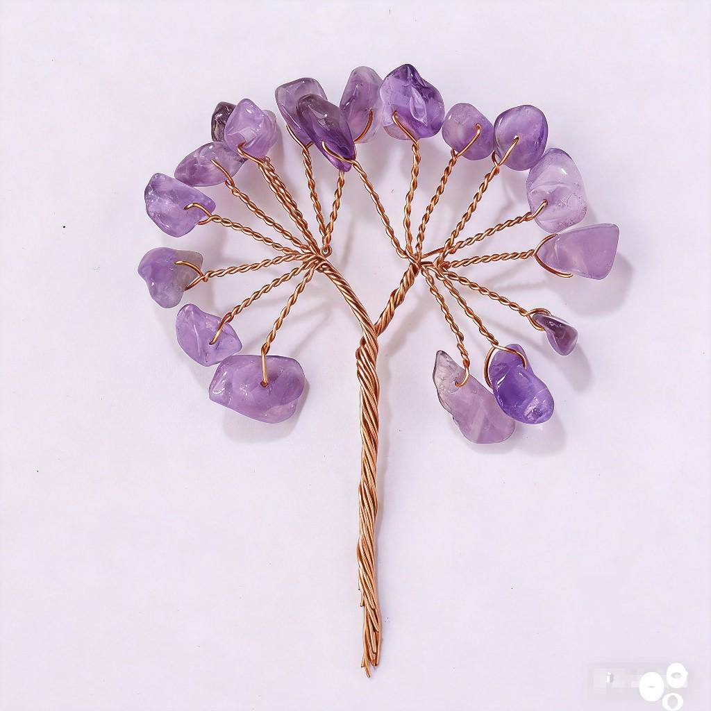 Natural Crystal Lucky Tree Head Accessories - Handmade Woven Home Decoration Ornaments, Semi-finished Product.