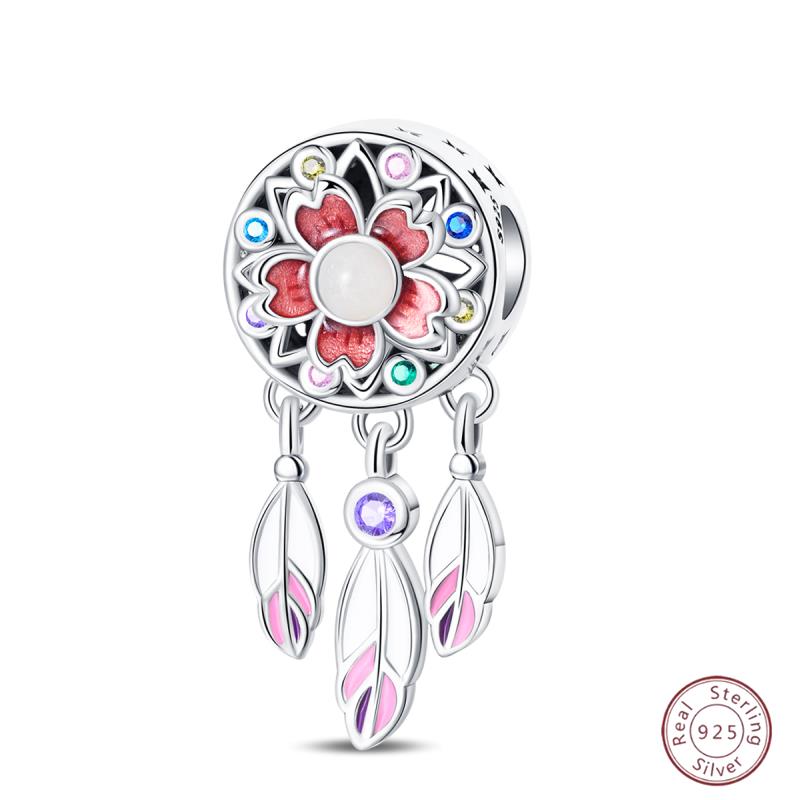 Copper Beaded Pendant Sparkling Zirconia Dream Catcher Original 3Mm Bracelet Women Fine Jewelry