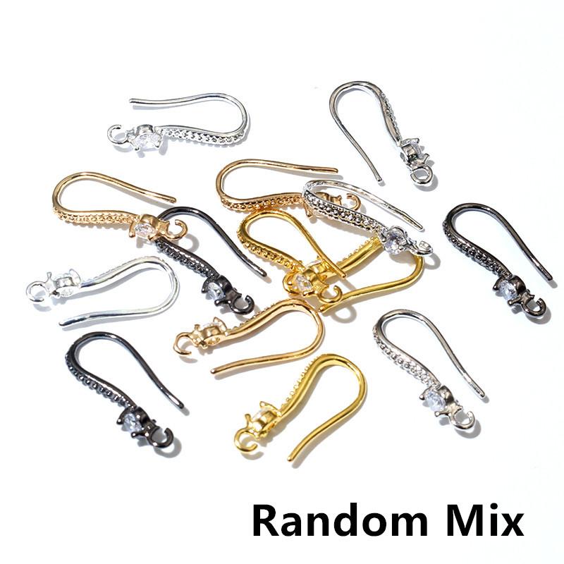 10pcs 19x8mm with Zircon Earring Hooks Wires Brass Material DIY Jewelry Making Earrings Accessories Handmade Findings