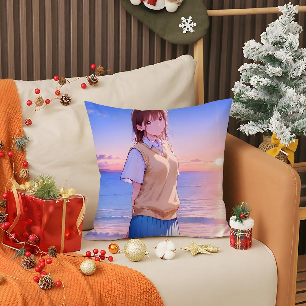 Blue Box Anime Pillow Case Living Room Sofa Decorative Cushion Cover Simple Household Light Luxury Printed Pillow