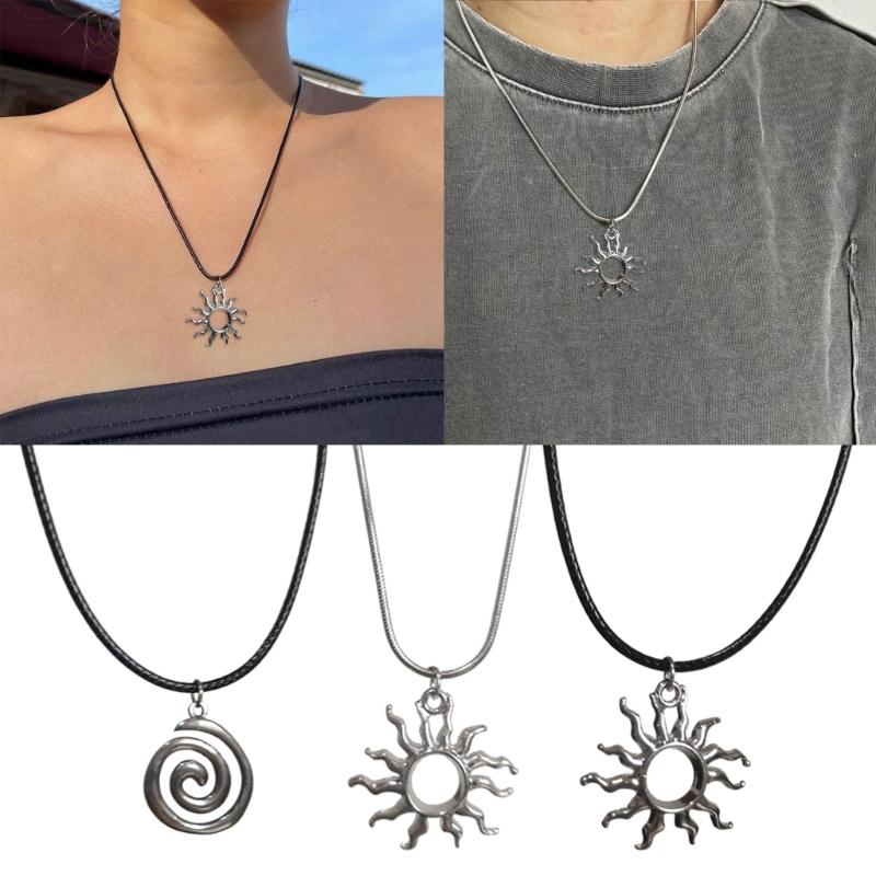 Simple Sun Star Swirl Aesthetic Necklace Fashion Simple Clavicle Chain Women Girls Wedding Jewelry Party Birthday Gift