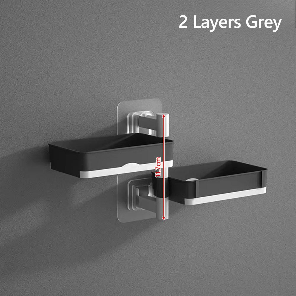 

1Pcs Wall-mounted Bathroom Draining Rack Rotating Non-drilled Soap Box with Self-adhesive Glue Plastic Soap Storage Rack