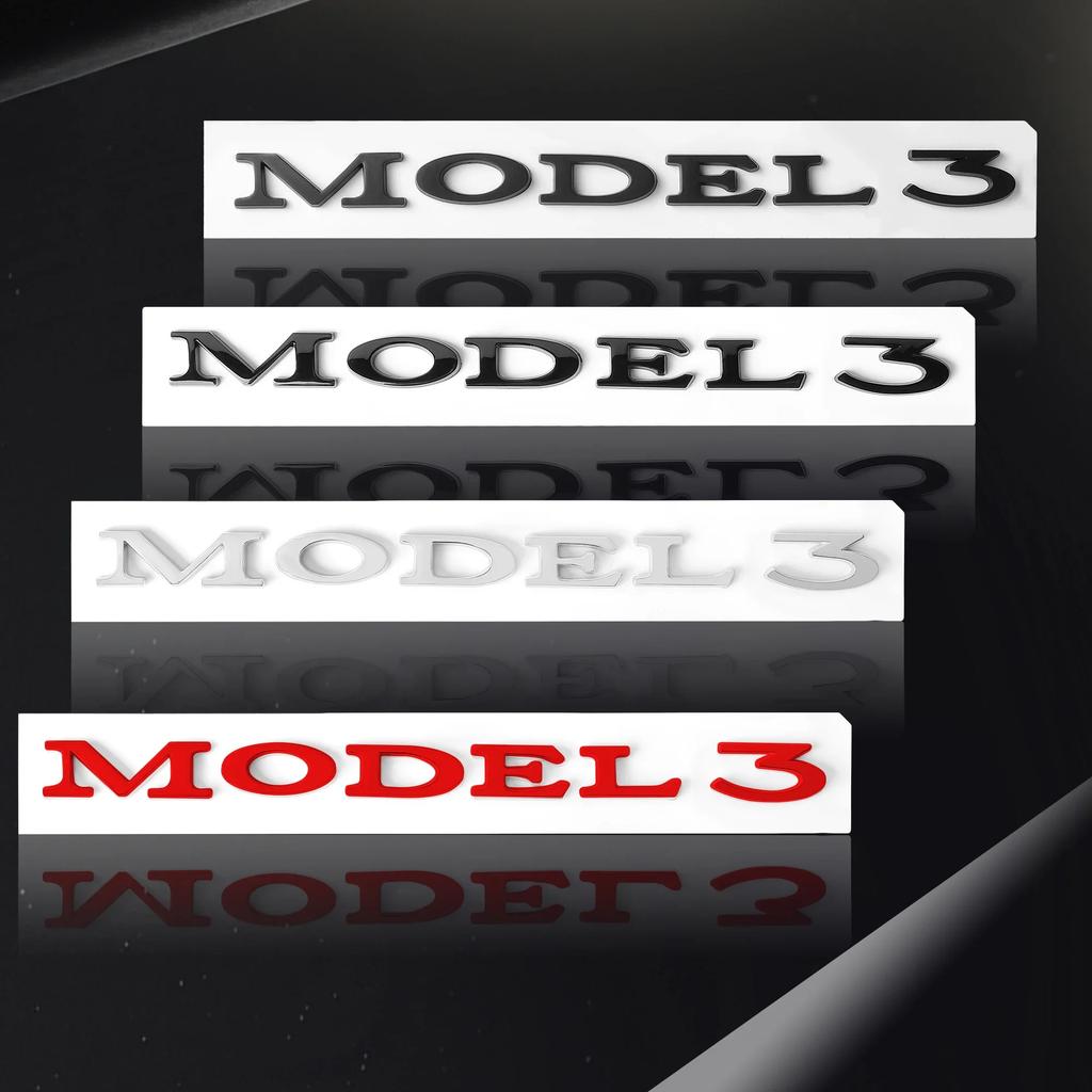 Autoaufkleber Tesla Auto Heckklappe Kofferraum Motorhaube Abziehbild ABS Emblem Logo Hinterer Aufkleber Für Tesla Model 3 Auto Plakette Außendekoration