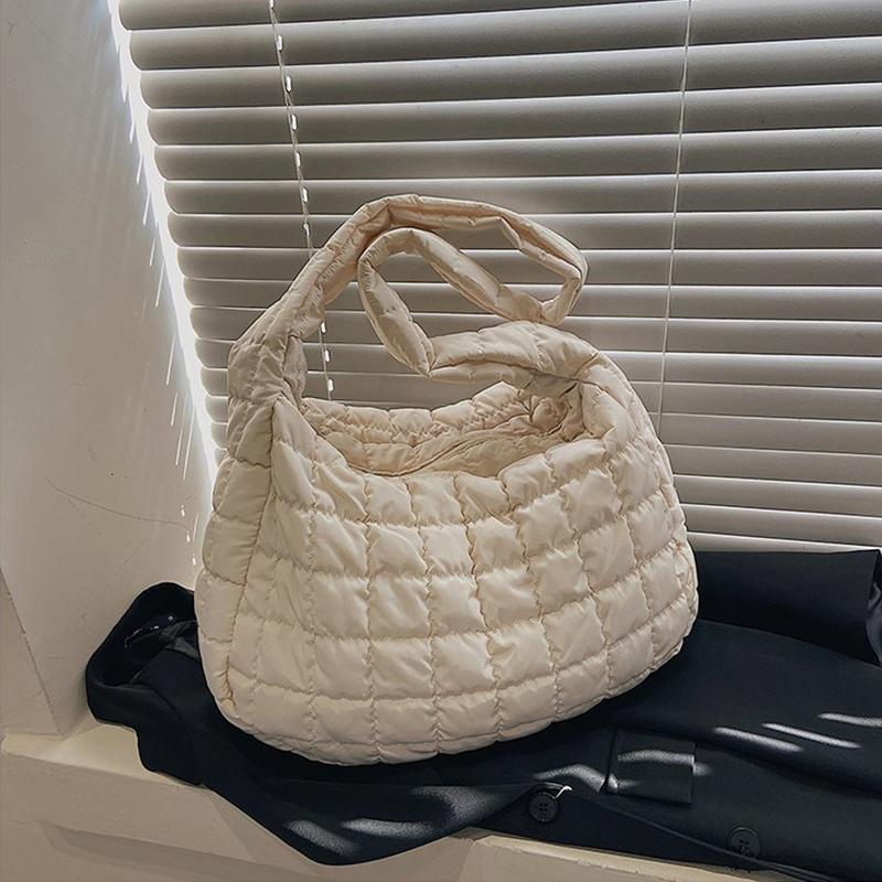 

Модна стьобана сумка на плече з космічної бавовни, жіноча сумка-тоут великої місткості, стьобана сумка для покупок з пуховим наповнювачем