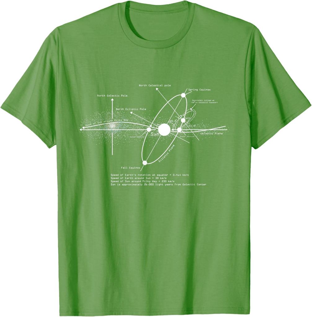 Solar System Diagram Astronomy T-Shirt Men's Casual Cotton Graphic Tee Trip Wear