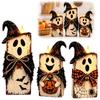 Rustic Farmhouse Wooden Scarecrow Ghost Pumpkin Fall Decor Set Tiered Tray Tabletop Ornament Halloween Thanksgiving