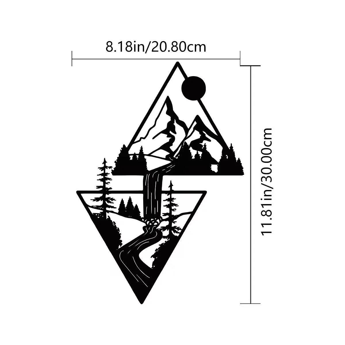 

Декор на тему пейзажа Настенные украшения Гора Металлический декор Настенная табличка Металлический подарок Треугольное настенное искусство для гостиной 25X11.5CM