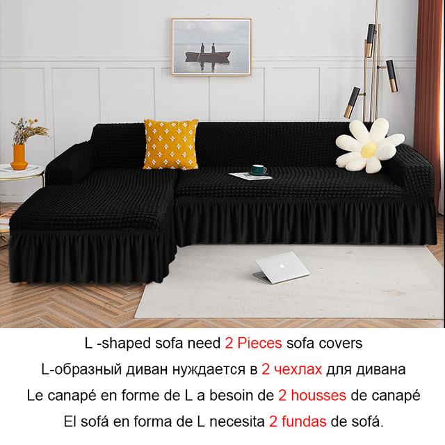 Юбка, угловой чехол для дивана, дышащие эластичные чехлы для дивана, чехол для дивана, шезлонга, гостиная для дома, гостиной, защита для садовой мебели Part BB (S) Size чёрный