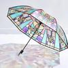 Vintage Stained Automatic Umbrella Hand-Painted Foldable Parasol Umbrella Stylish Design Folding Umbrella for Colleagues