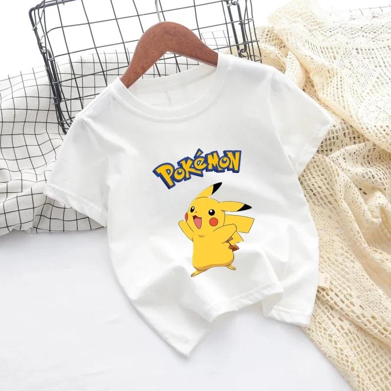 2026 Kids ShortSleeved Cartoon Printed Pikachu Game New Style TShirt Boys and Girls Casual Shirt for Leisure UseSportsShirt
