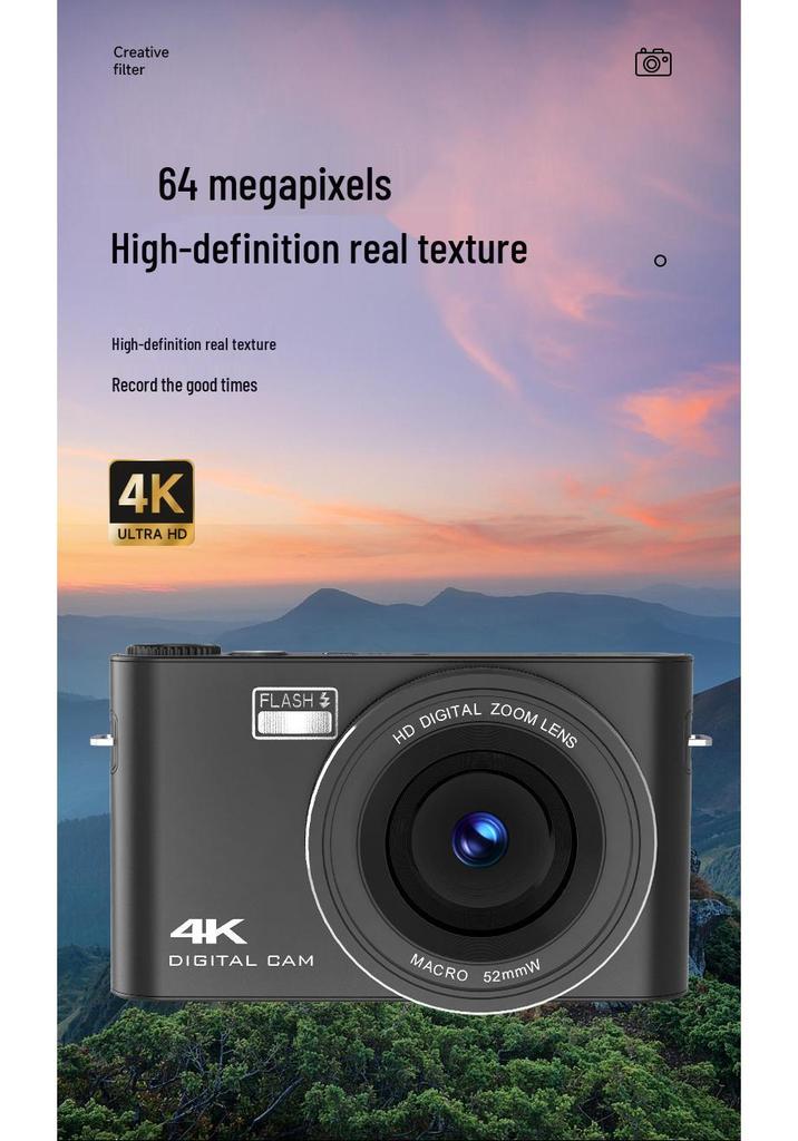 4K Touchscreen HD Digital Camera with MP3 Player & CCD for Students/Parties