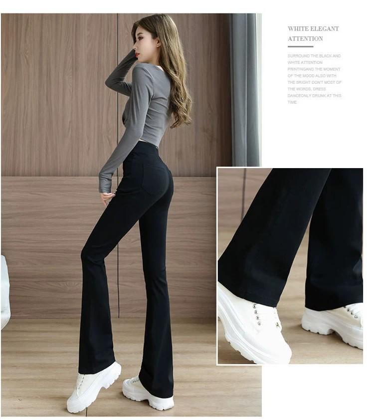 Winter Warm High-Waisted Flared Pants for Women, Plus Size, Straight Leg, Casual Suit for Spring and Autumn 2024