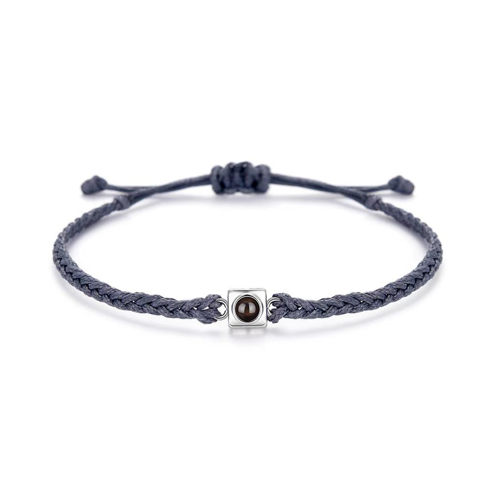 Multicolor Twisted Rope Bracelet with 100-Language Photo Projection серебряный