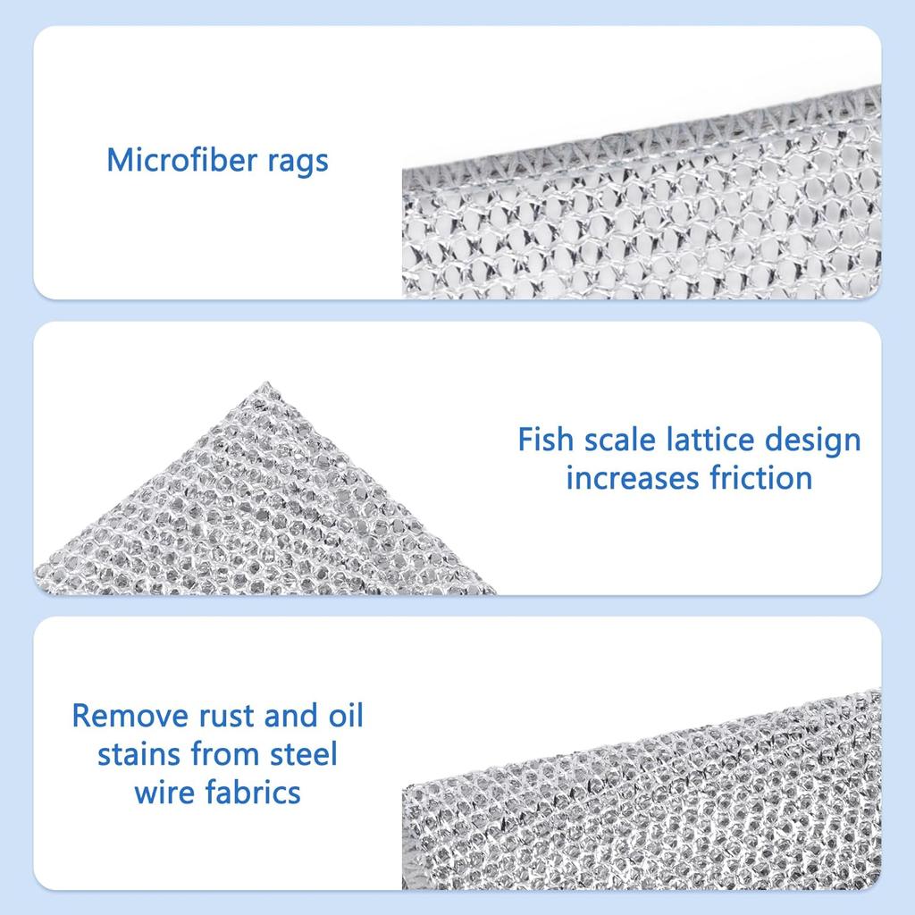 Scratch-free Steel Wool Cleaning Cloth 10-piece Double-layer Silver Wire Rag [20*20] Cleaning Pad