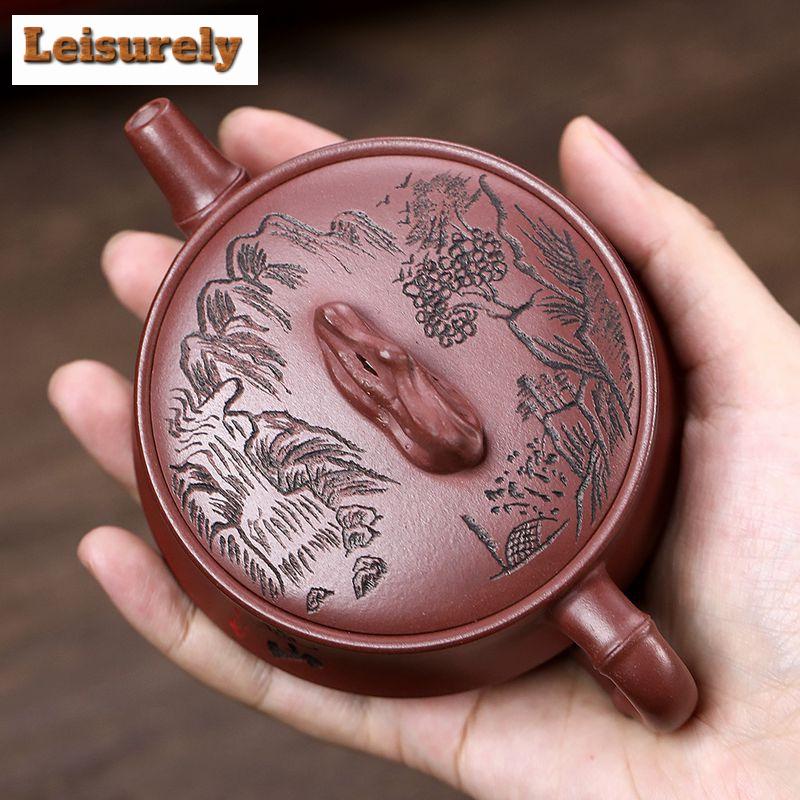 140ml Vintage Yixing Purple Clay Teapots Handmade Pot Raw Ore Dragon's Blood Sand Mud Kettle With Filter Zisha Tea Set Supplies