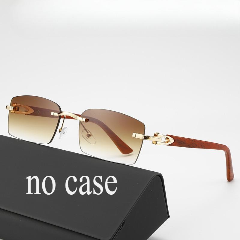 

Trendy and fashionable sunglasses for men new high looks and handsome metal frameless cut edge imitation wood leg sunglasses