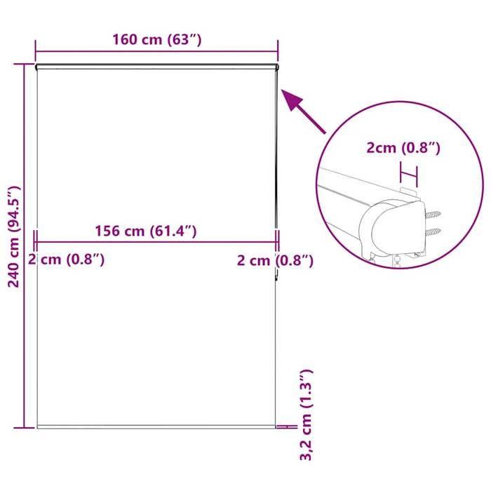 VidaXL Store enrouleur de douche avec cassette largeur du tissu 156 cm, store de douche, store enrouleur de rideau de 4014963