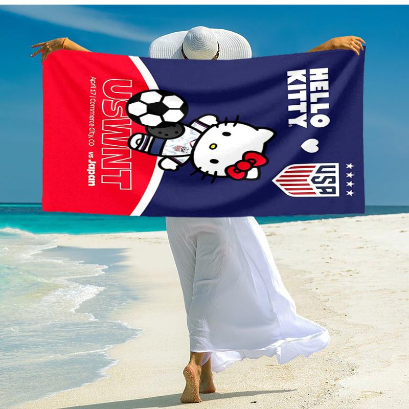 1pc Kitty Soccer Match Cartoon Quick Dry Microfiber Bath Towel for Swimming Surfing Camping Unisex Holiday. SJT7201194