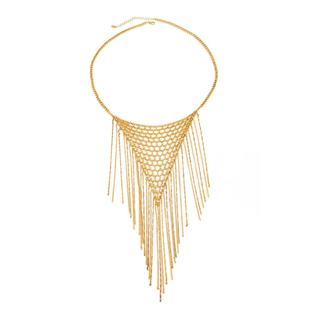 Woven Mesh Collarbone Chain Simple Fashionable Multi-layer Tassel Necklace