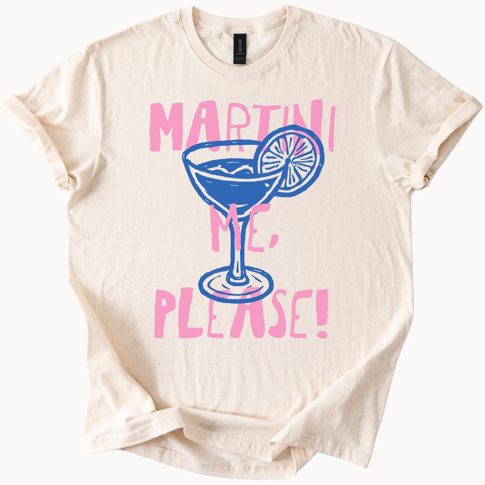 Martini Me Please Graphic T Shirt Fun Cocktail Glass Illustration Cute Summer Party Tee Trendy Drink Lover Gift Shirt for  Men 100