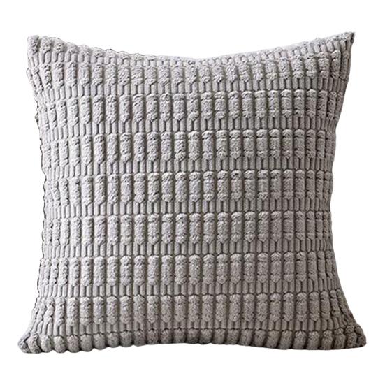 Corduroy Pillowcase Solid Color Hidden Zipper Wheat Ear Grain Texture Square Shape Bedroom Living Room