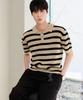 NODU Waffle Stripe Collar Crop Half Knit [Beige]