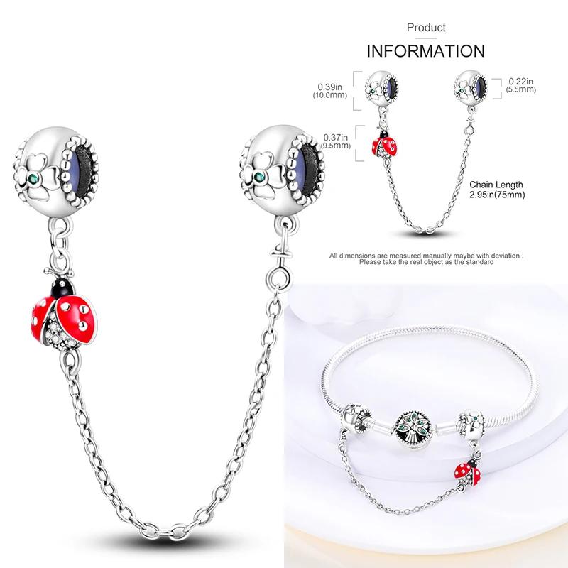 New Copper Charms Buttefly Daisy Safety Chain Cat Paw Change Beads Fit Original Bracelet Ladies Diy Jewelry