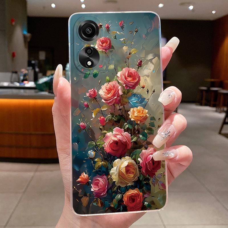 Case For OPPO A78 4G 5G A98 F23 A1X Flower Butterfly Phone Cases For Oppo A98 Soft Silicone Capa Transparent TPU Jelly Cover